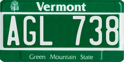 VT license plate AGL738