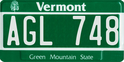 VT license plate AGL748