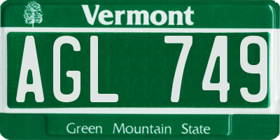 VT license plate AGL749