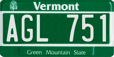 VT license plate AGL751