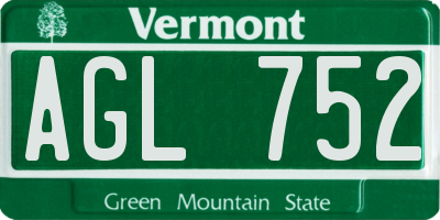 VT license plate AGL752