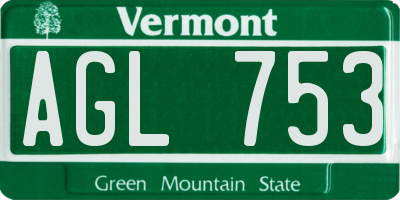 VT license plate AGL753