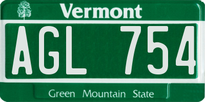 VT license plate AGL754