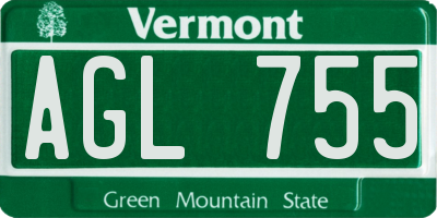 VT license plate AGL755