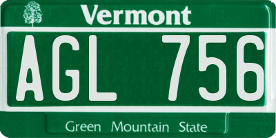 VT license plate AGL756