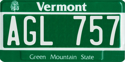 VT license plate AGL757