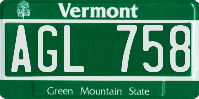 VT license plate AGL758