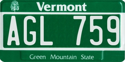 VT license plate AGL759