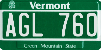 VT license plate AGL760