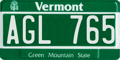 VT license plate AGL765