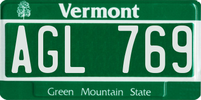 VT license plate AGL769