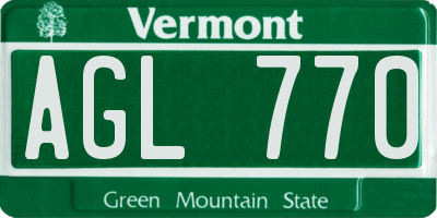 VT license plate AGL770