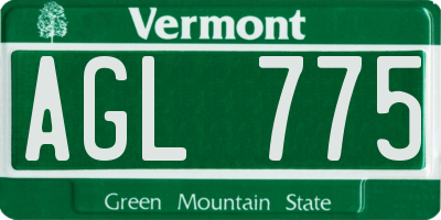 VT license plate AGL775