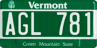 VT license plate AGL781