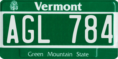 VT license plate AGL784