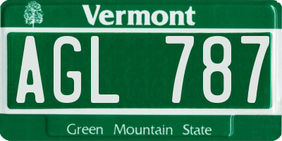 VT license plate AGL787