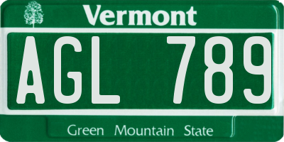 VT license plate AGL789