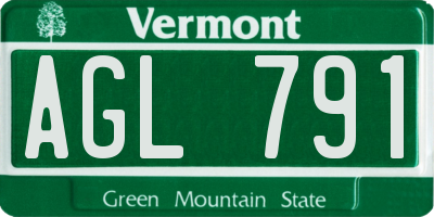 VT license plate AGL791