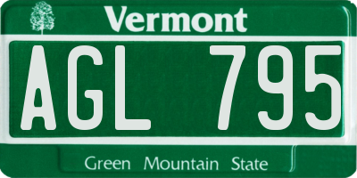 VT license plate AGL795