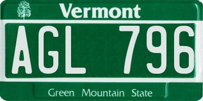 VT license plate AGL796