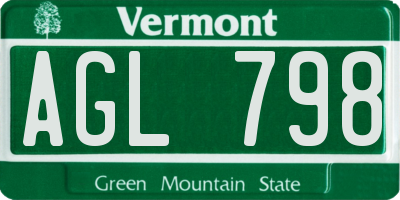VT license plate AGL798