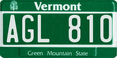 VT license plate AGL810