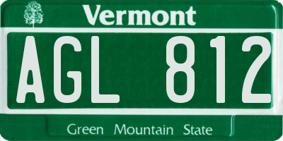 VT license plate AGL812
