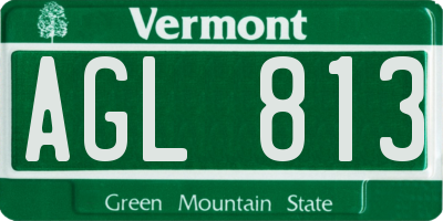 VT license plate AGL813