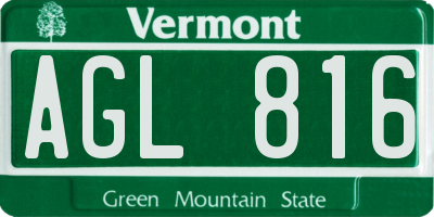 VT license plate AGL816