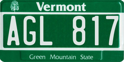 VT license plate AGL817