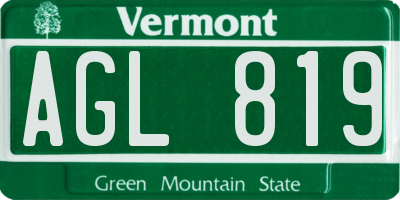 VT license plate AGL819