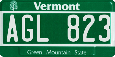 VT license plate AGL823