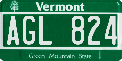 VT license plate AGL824