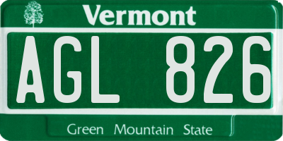 VT license plate AGL826