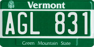 VT license plate AGL831