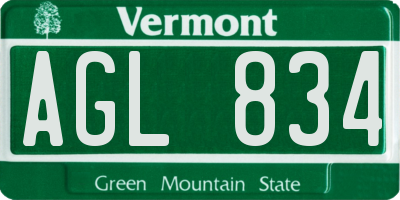 VT license plate AGL834