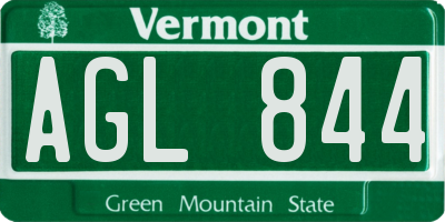 VT license plate AGL844