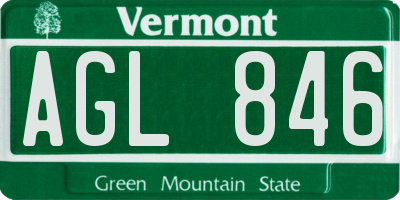 VT license plate AGL846