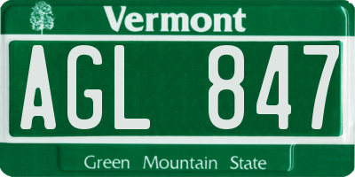 VT license plate AGL847