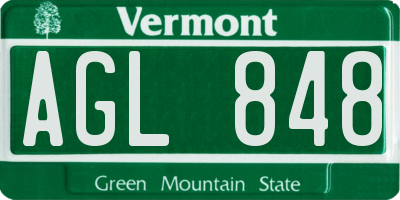 VT license plate AGL848