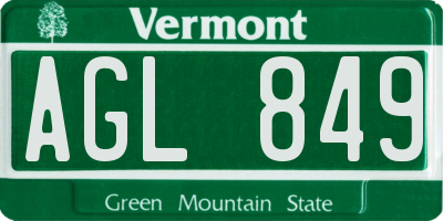 VT license plate AGL849