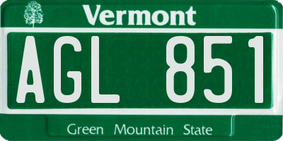 VT license plate AGL851