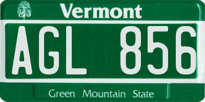 VT license plate AGL856