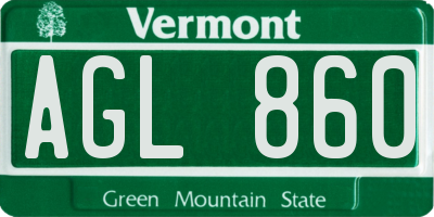 VT license plate AGL860