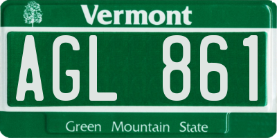 VT license plate AGL861