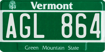 VT license plate AGL864