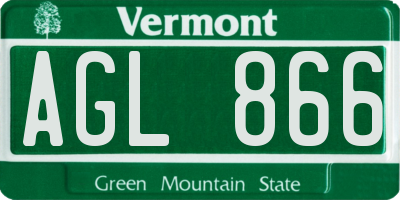 VT license plate AGL866