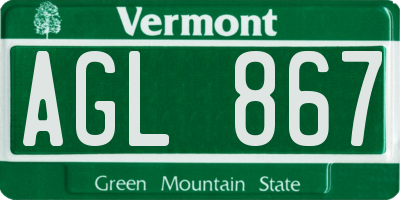 VT license plate AGL867