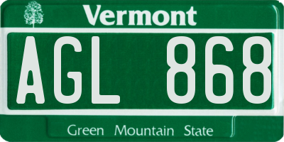 VT license plate AGL868