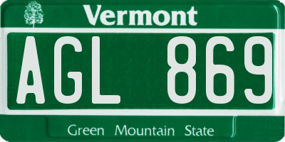 VT license plate AGL869